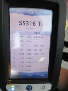 316Ti Stainless SteelPipe/Tube PMI Result