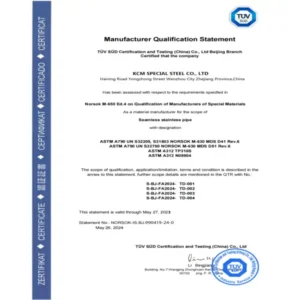 KCM-NORSOK M-650 1 NORSOK M-650 Certified Manufacturer/Supplier Of Nickel Alloy, Duplex Stainless Steel Pipe/Tube/Pipe Fittings/Flange, Stainless Steel Pipe/Tubing/Pipe Fittings/Flanges in China.